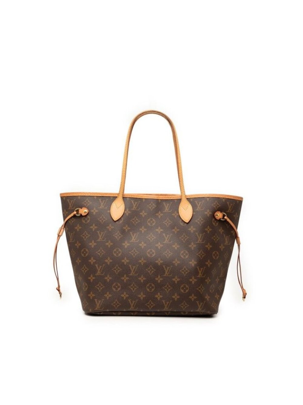 Louis Vuitton Monogram Neverfull MM Shoulder Bag Tote Brown Leather